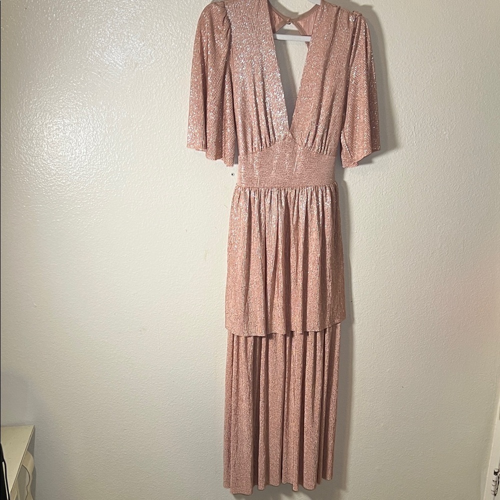 Sabina Musayev pink shimmering Maxi Dress OS - Picture 4 of 13